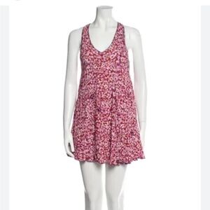 Poupette St. Barth Pink Floral Mini Tent Swing Dress Racerback V-neck XS